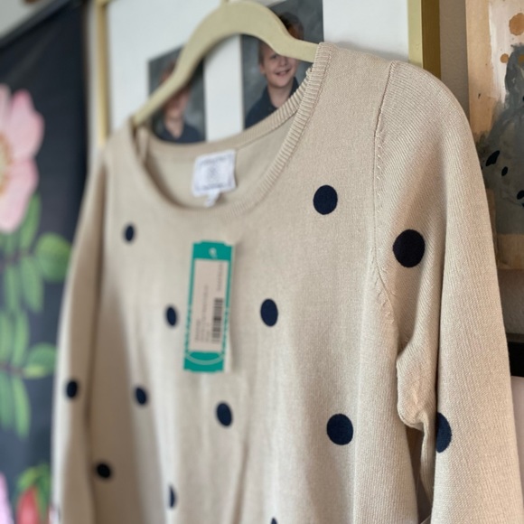 Absolutely Markle Polkadot Sweater Too - Beige and Navy - Picture 4 of 4
